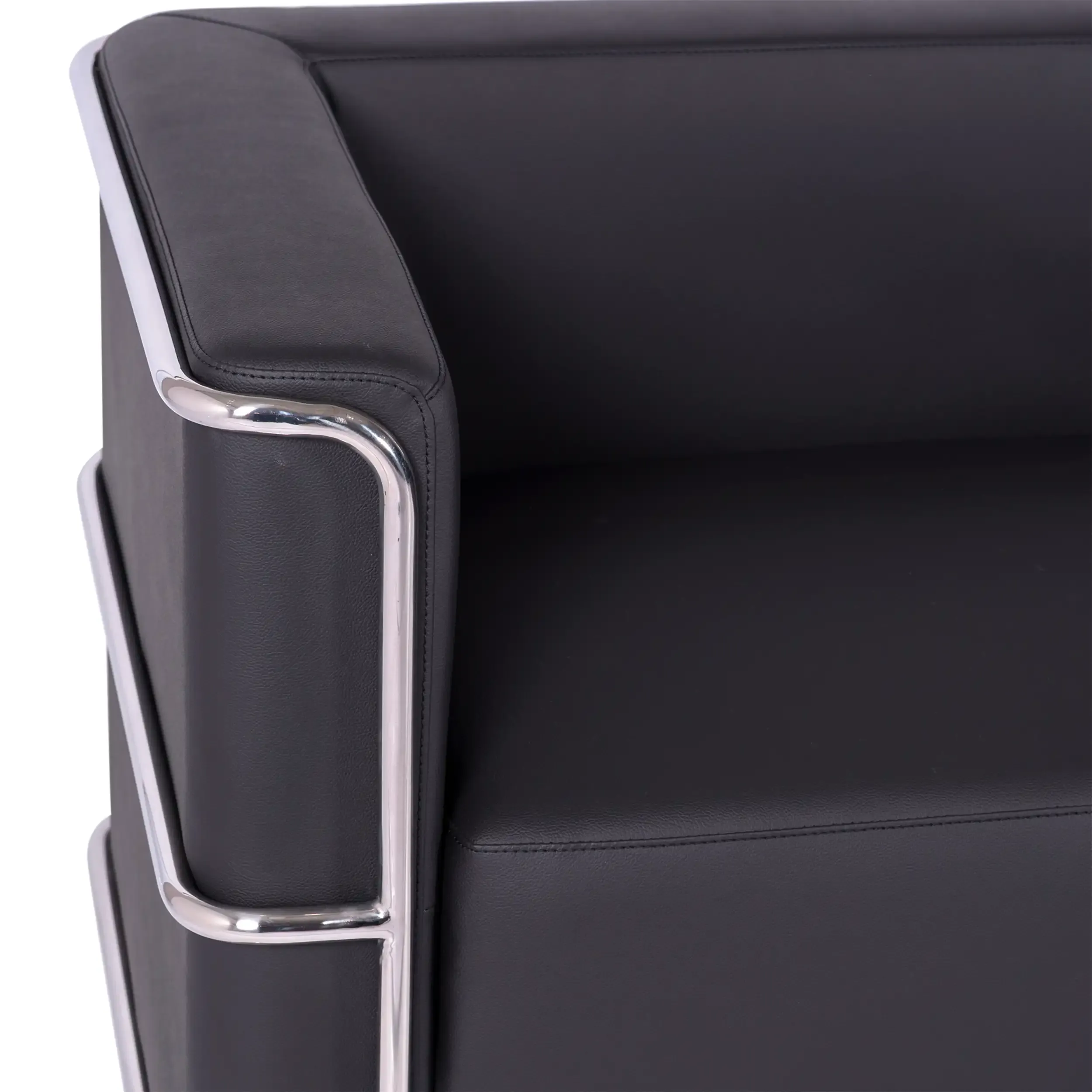 Divano Torino a 3 posti in ecopelle e acciaio cromato - Mobilie Design