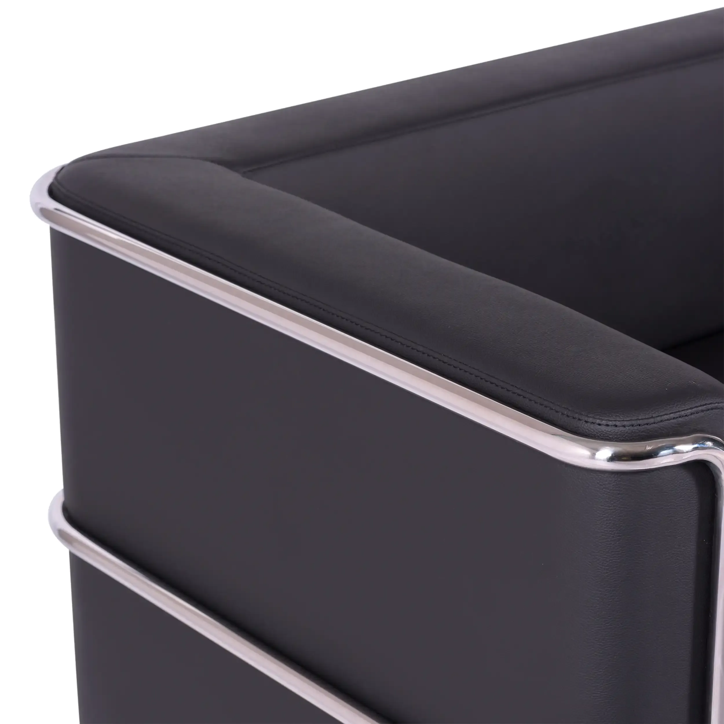 Divano Torino a 3 posti in ecopelle e acciaio cromato - Mobilie Design