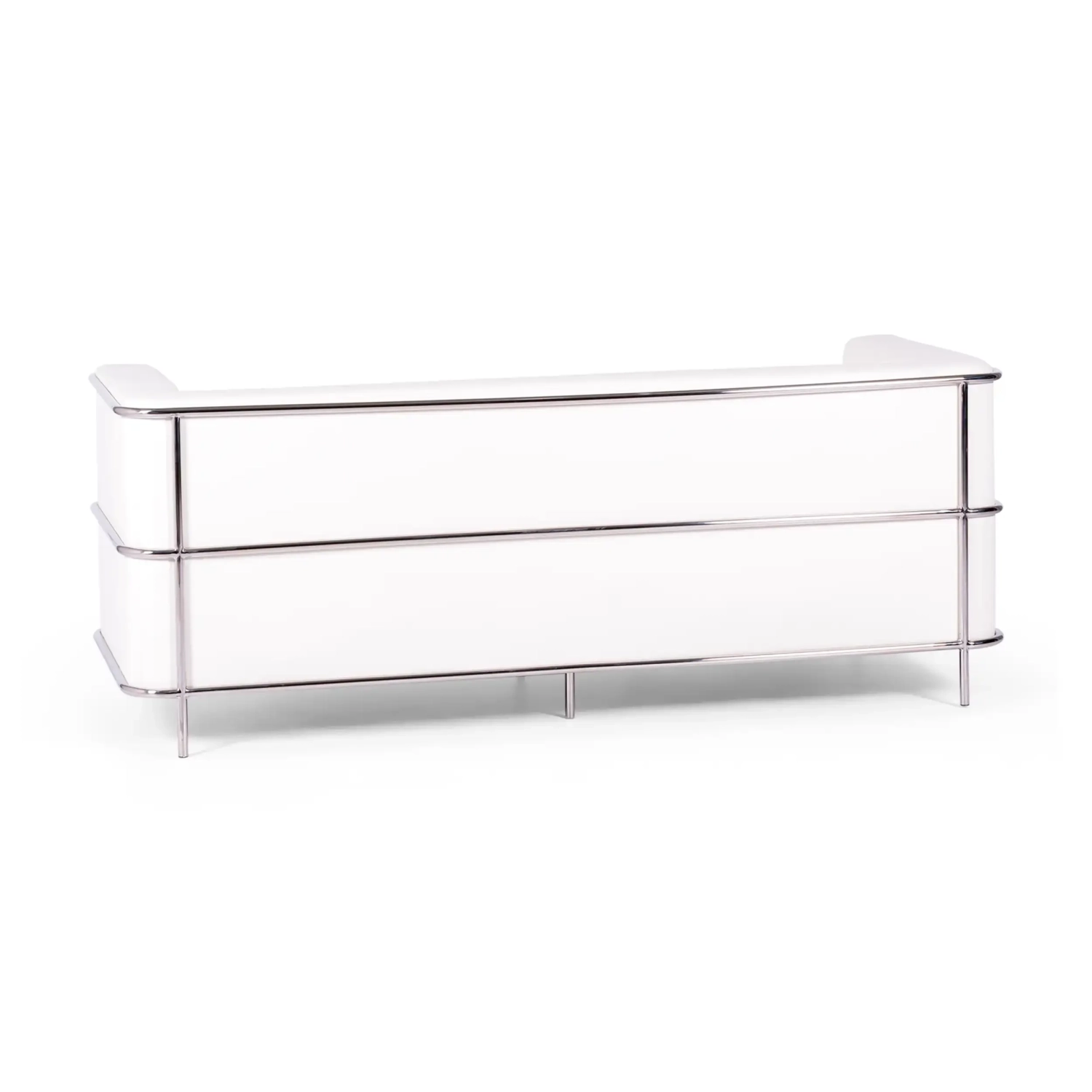 Sofá Torino de 3 lugares em couro ecológico e aço cromado - Mueble Design