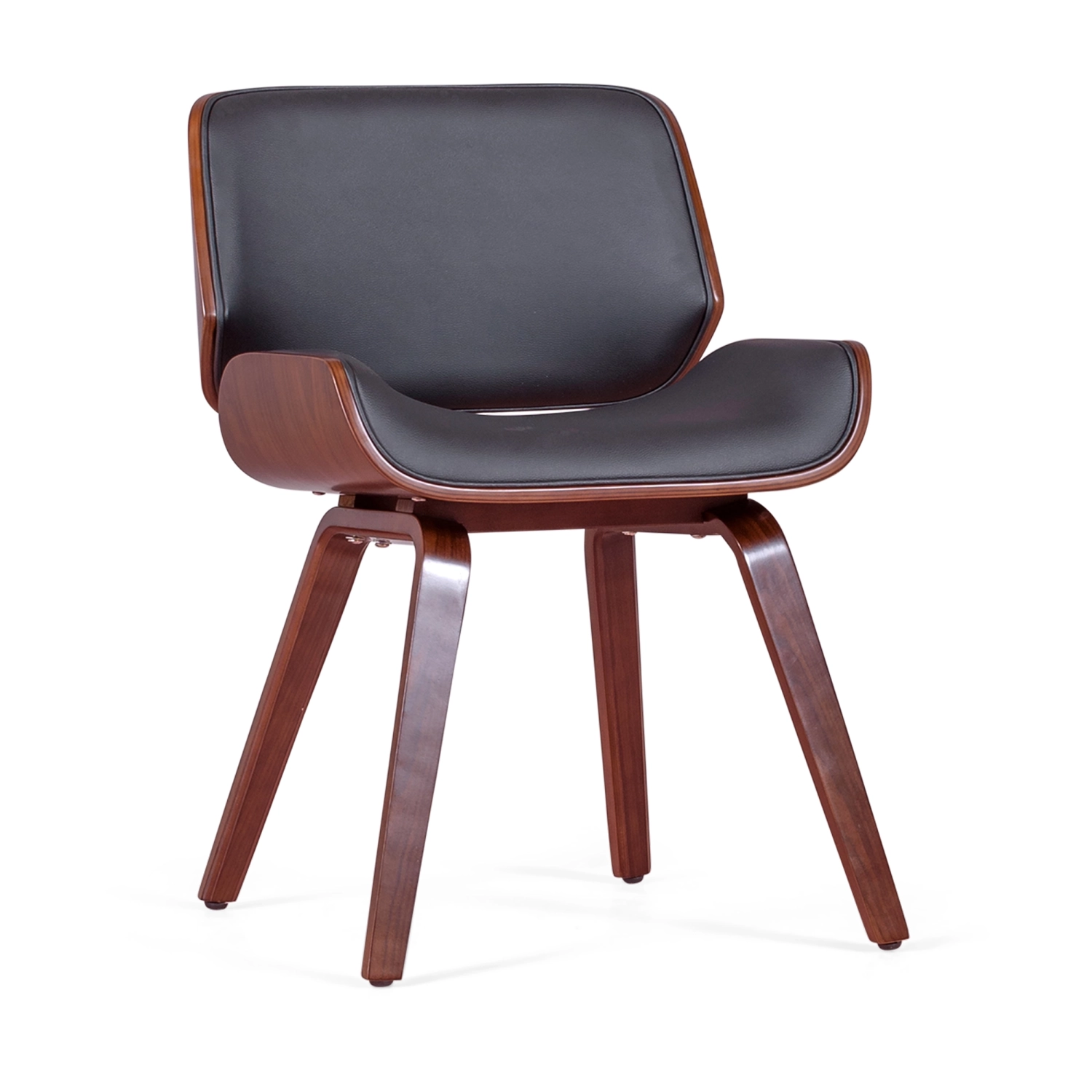 Krzesło Nordic z orzecha włoskiego i czarnej skóry ekologicznej | Elegancki skandynawski design
