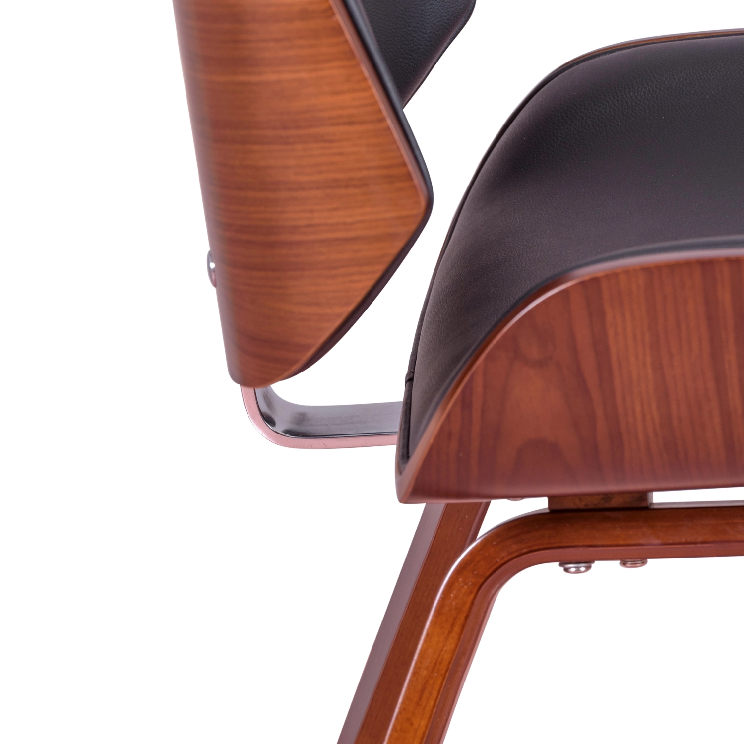 Stoel Nordic in walnoot en zwart kunstleer | Elegant Scandinavisch ontwerp