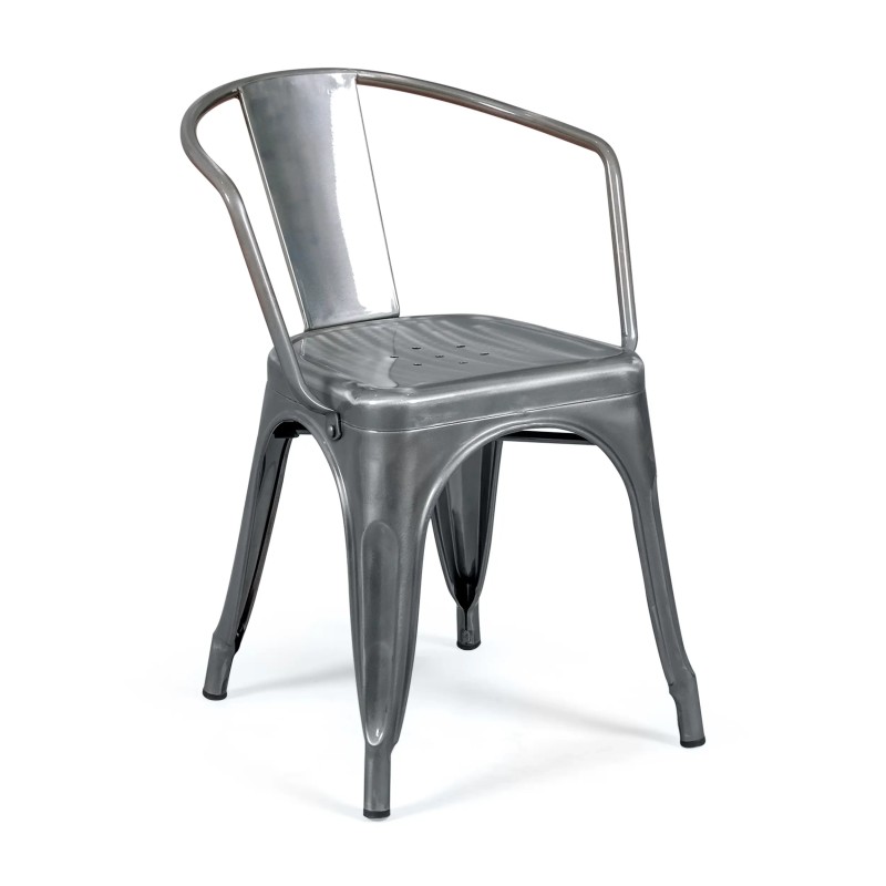 Réplica do design da cadeira Tolix com apoios para os braços