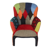 Poltrona Capitone Patchwork | Elegante, imbottita multicolore dal design wingback