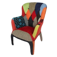 Poltrona Capitone Patchwork | Elegante, imbottita multicolore dal design wingback