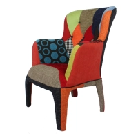 Poltrona Capitone Patchwork | Elegante, imbottita multicolore dal design wingback