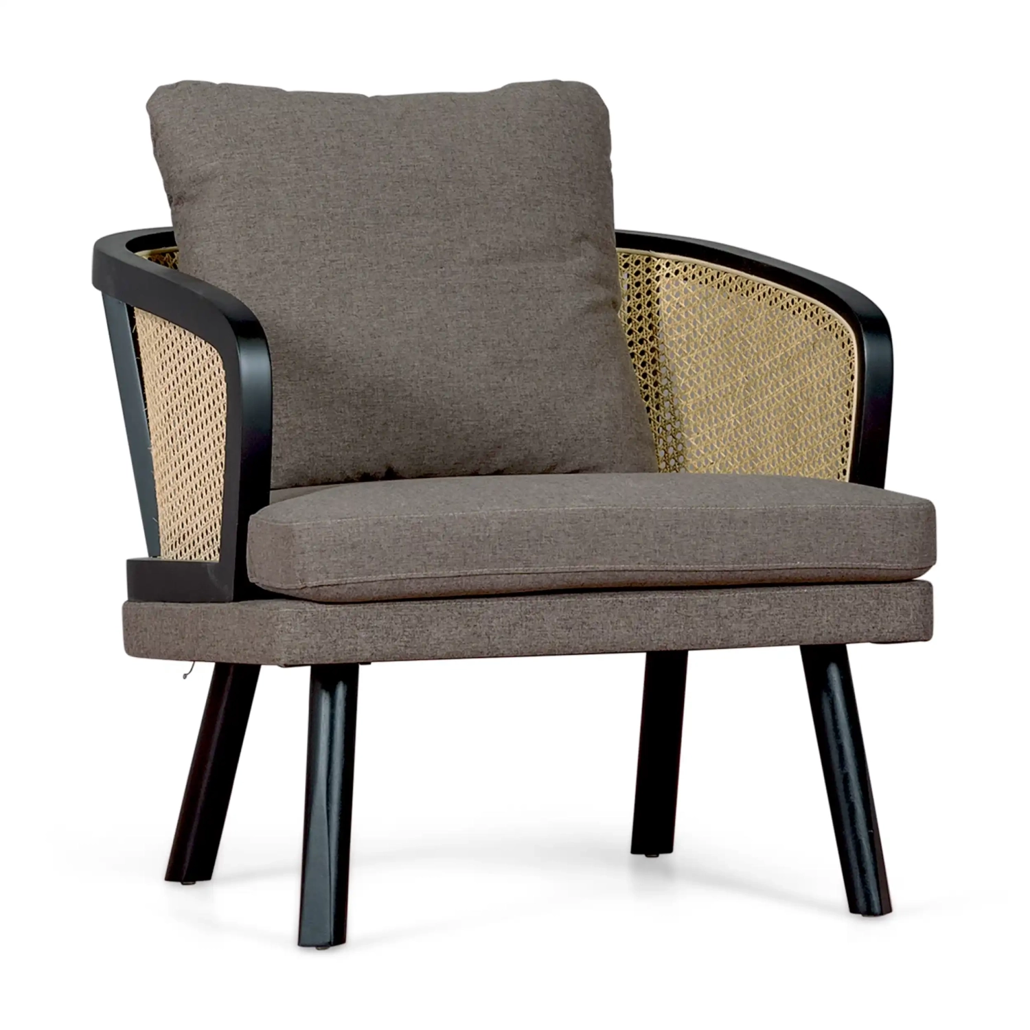 Leeds Natuur Rotan Leunstoel met Katoenen Kussen : Vintage Stijl Scandinavisch