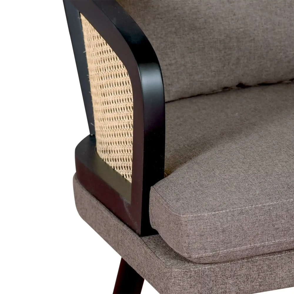 Poltrona Leeds in rattan naturale con cuscino in cotone: stile vintage Scandinavo