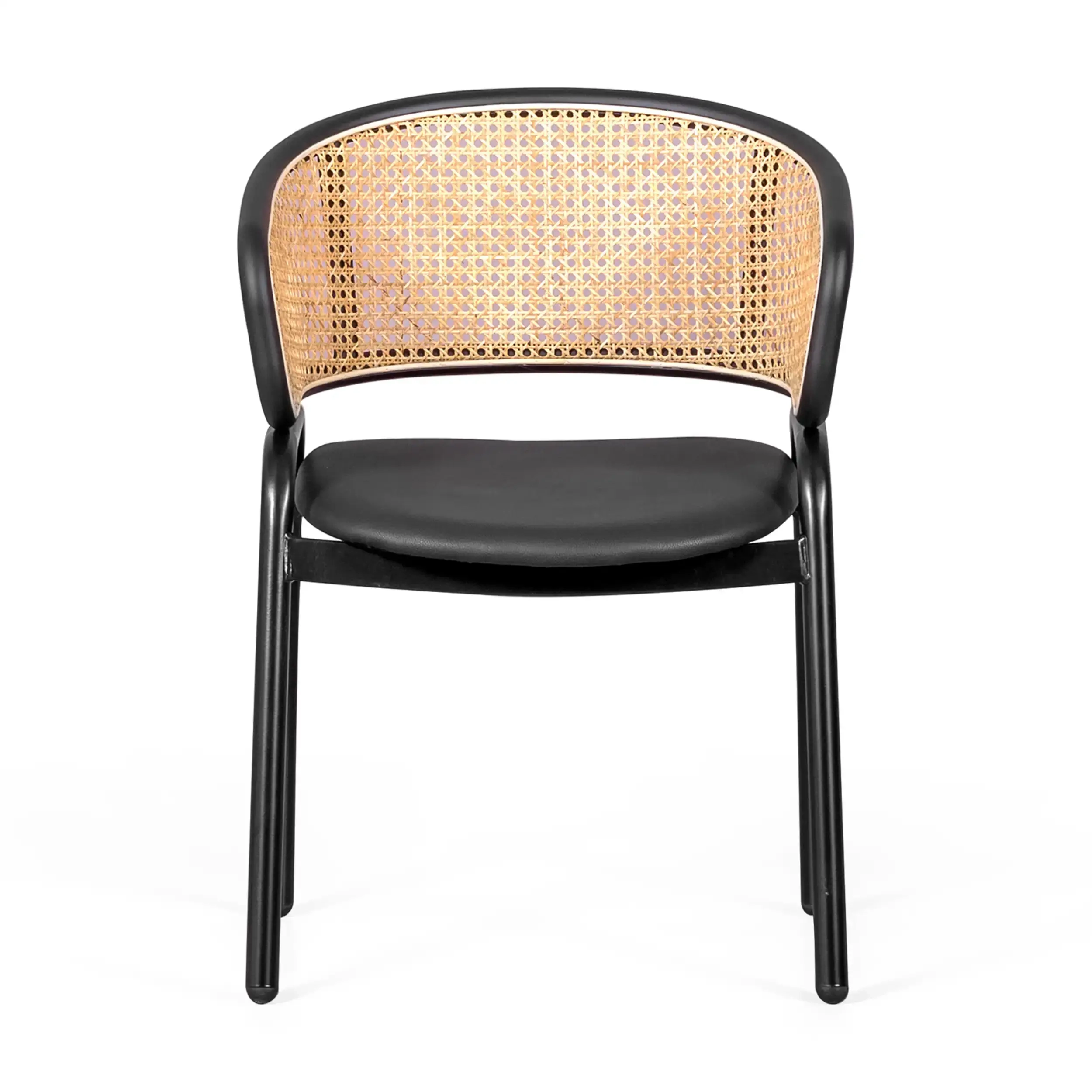 Sedia Morley in rattan naturale dal design retrò con cuscino in similpelle