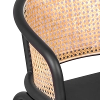 Sedia Morley in rattan naturale dal design retrò con cuscino in similpelle