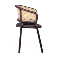 Sedia Morley in rattan naturale dal design retrò con cuscino in similpelle