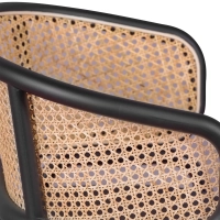 Sedia Morley in rattan naturale dal design retrò con cuscino in similpelle