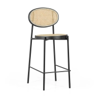 Sgabello Bar Preston Vintage in rattan naturale 65 cm - Mobilie Design