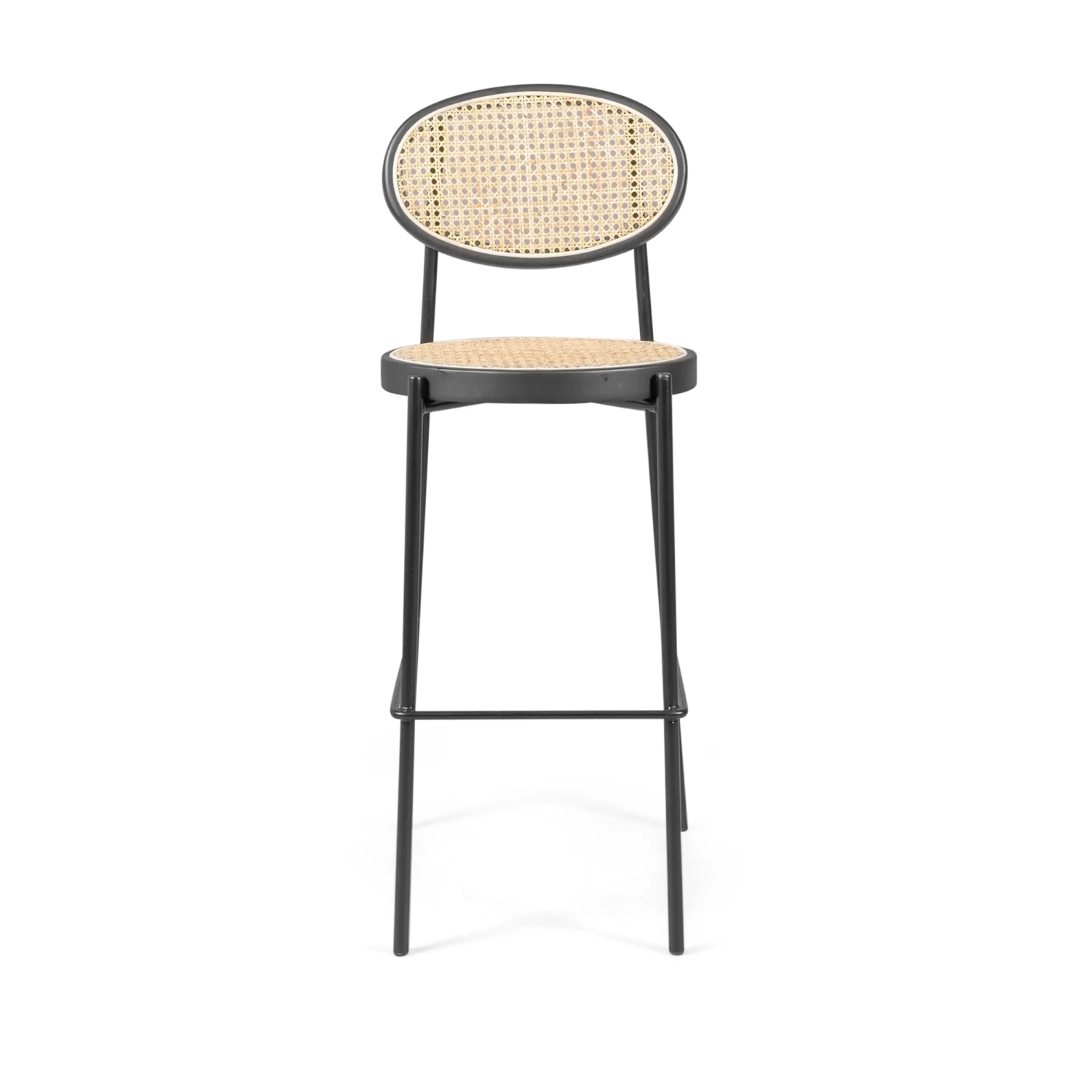 Taburete Vintage Preston 75 cm | Ratán Natural y Estructura Negra
