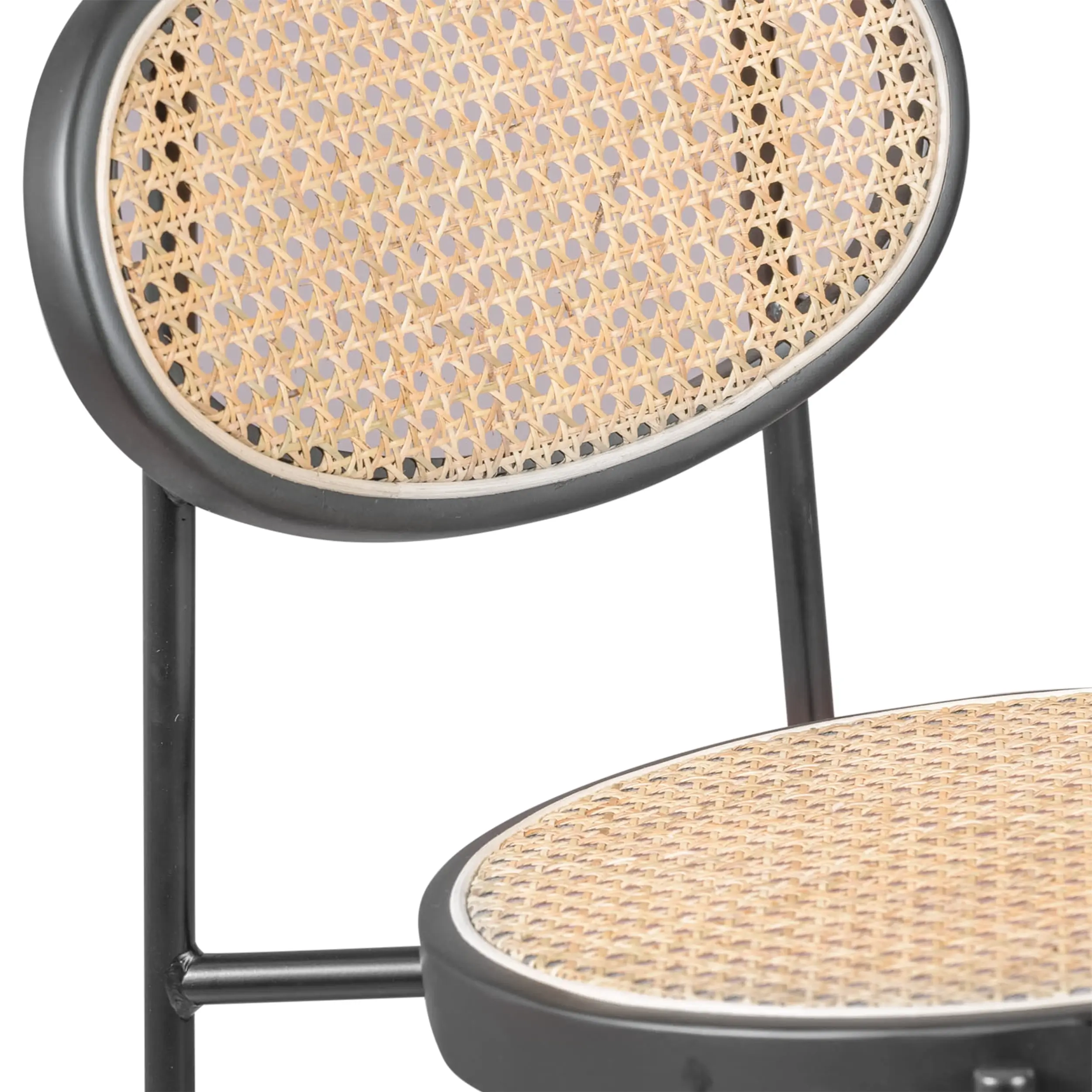 Sgabello Vintage Preston 75 cm | Rattan naturale e telaio nero