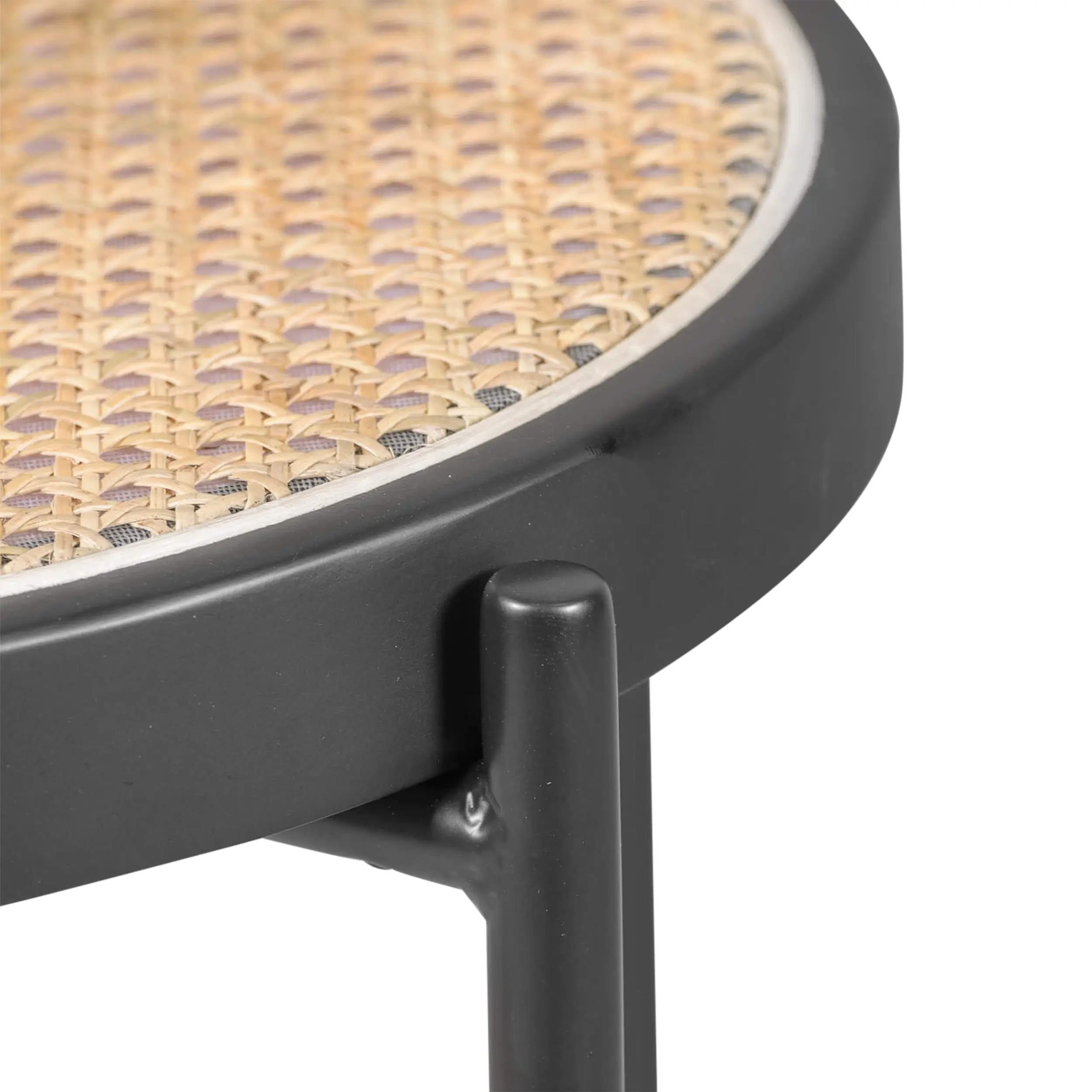 Sgabello Vintage Preston 75 cm | Rattan naturale e telaio nero