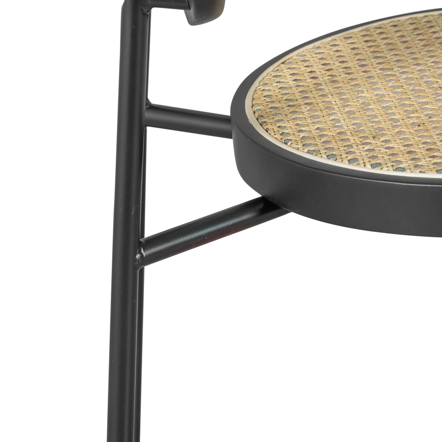 Stool Vintage Preston 75 cm | Natural Rattan and Black Structure