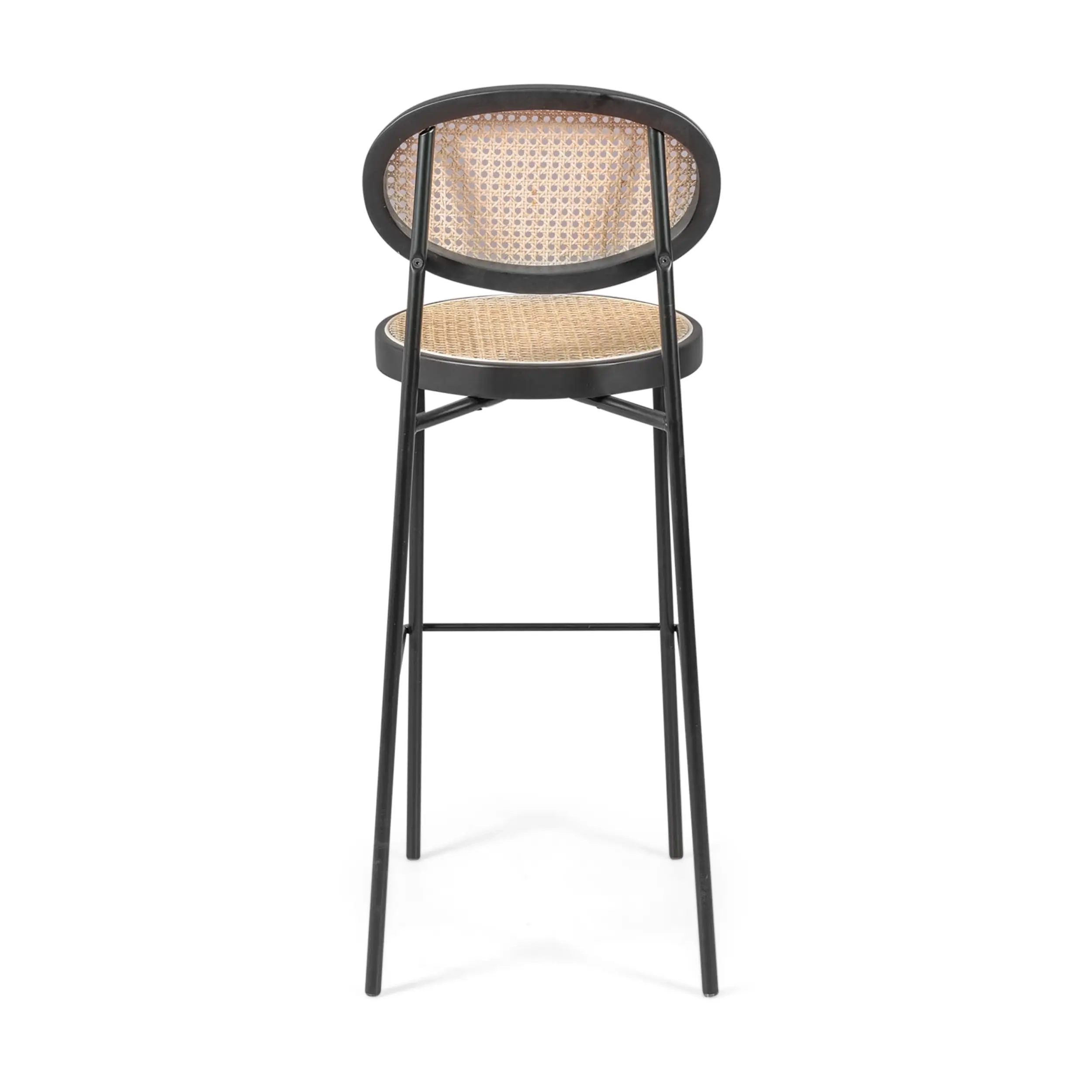 Sgabello Vintage Preston 75 cm | Rattan naturale e telaio nero