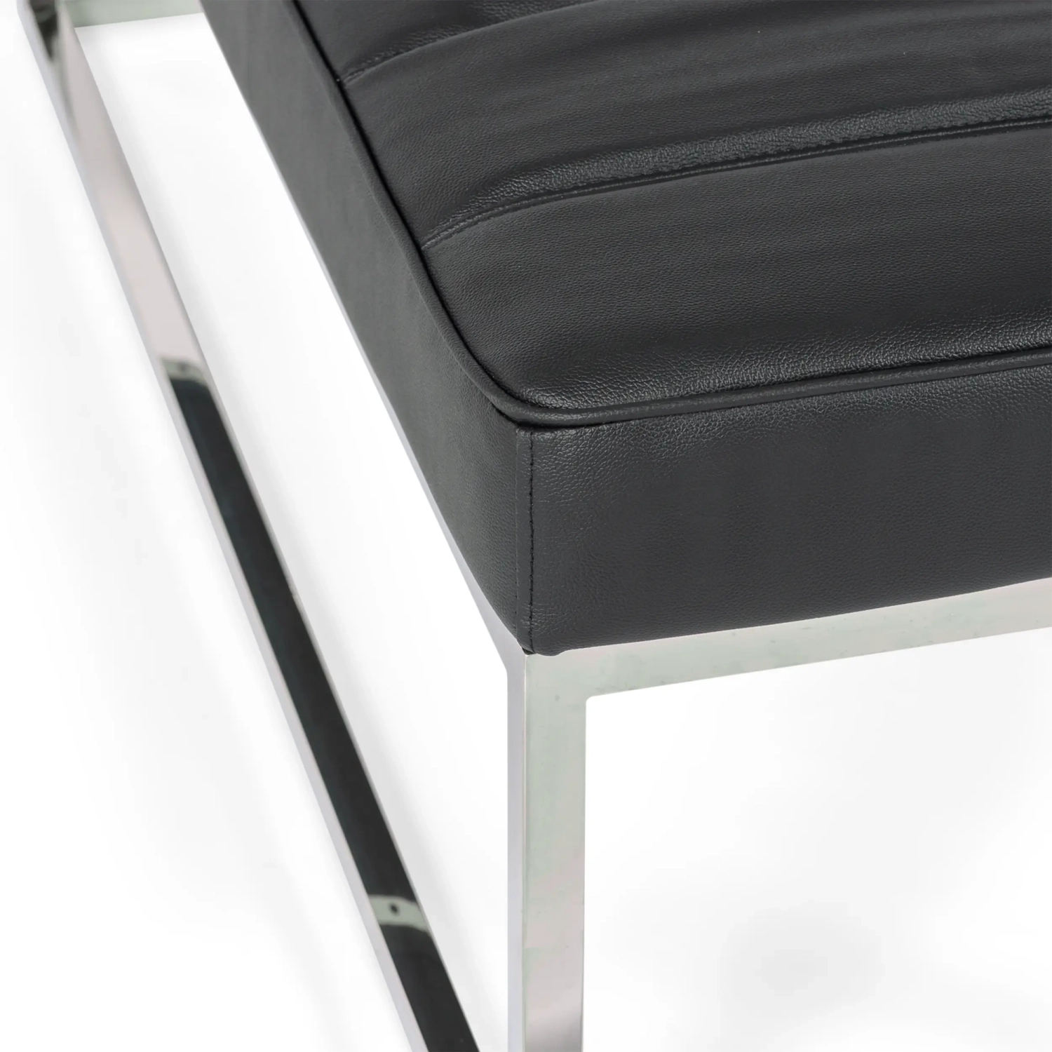 Praga Design Bank van Verchroomd Staal en Kunstleer | Moderne Stijl