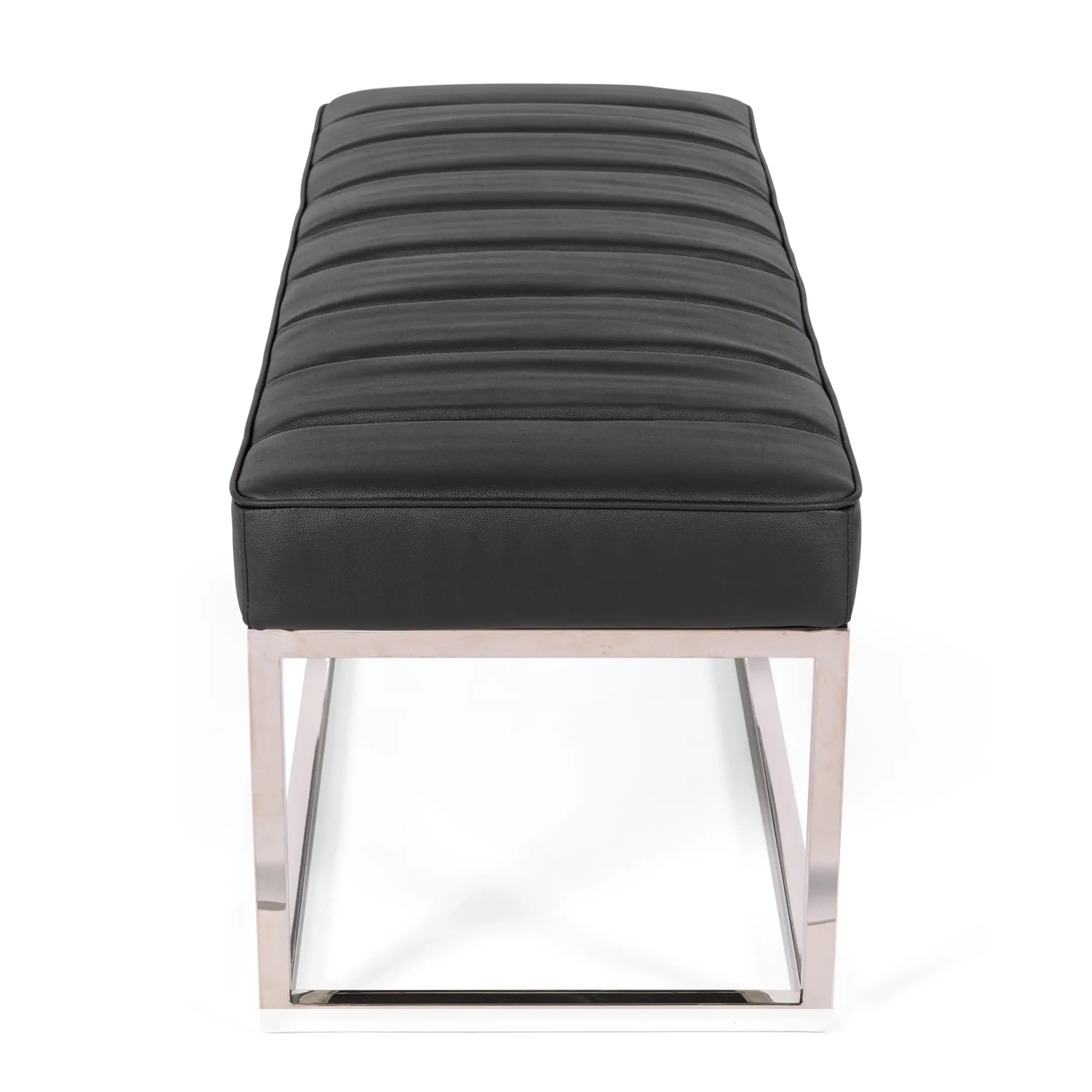 Panchina di design Praga in acciaio cromato e similpelle | Stile moderno