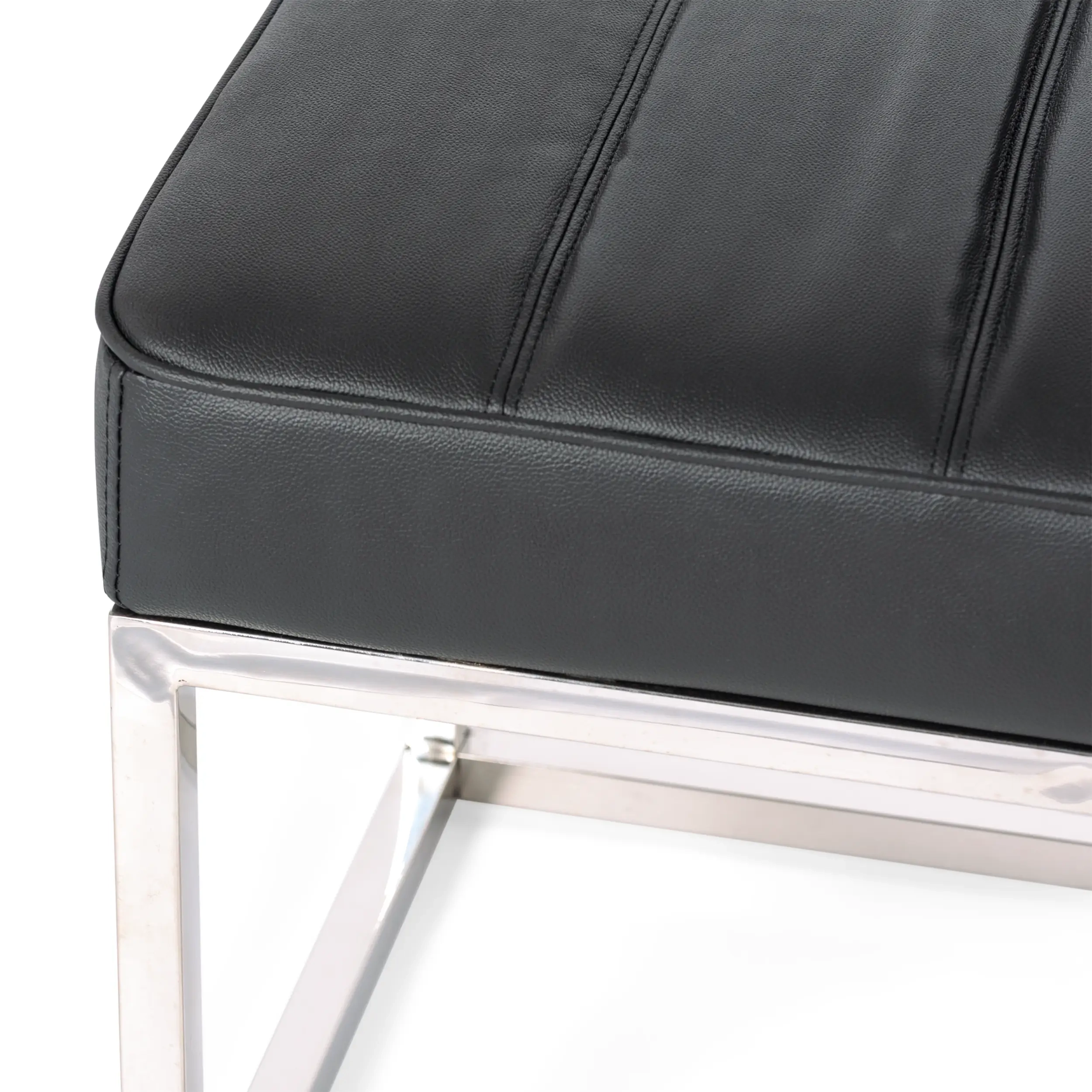 Panchina di design Praga in acciaio cromato e similpelle | Stile moderno