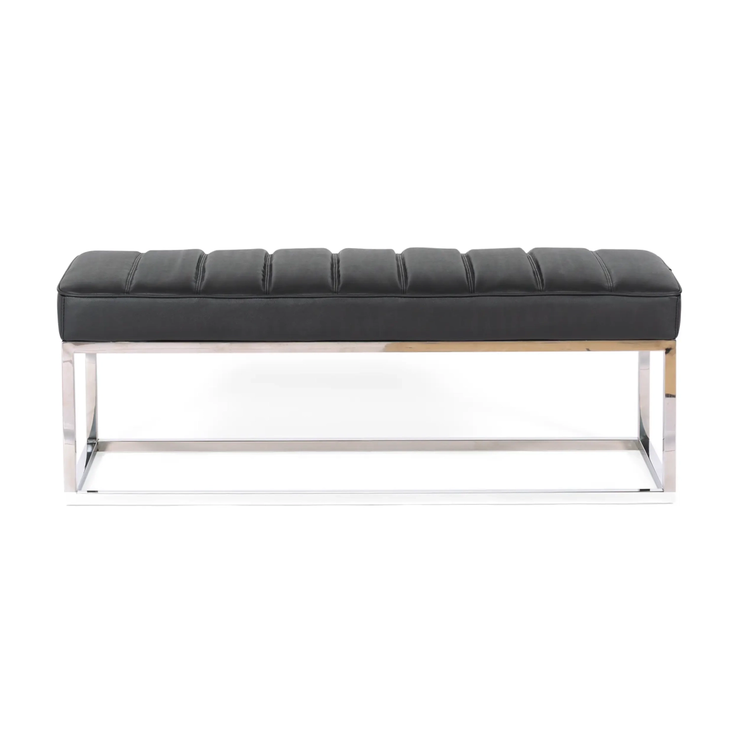 Praga designbänk i kromad stålplåt och konstläder | Modern stil