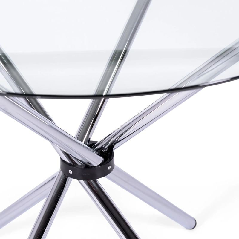 Mesa Redonda de Cristal 80 cm | Diseño Moderno para Cocina y Comedor