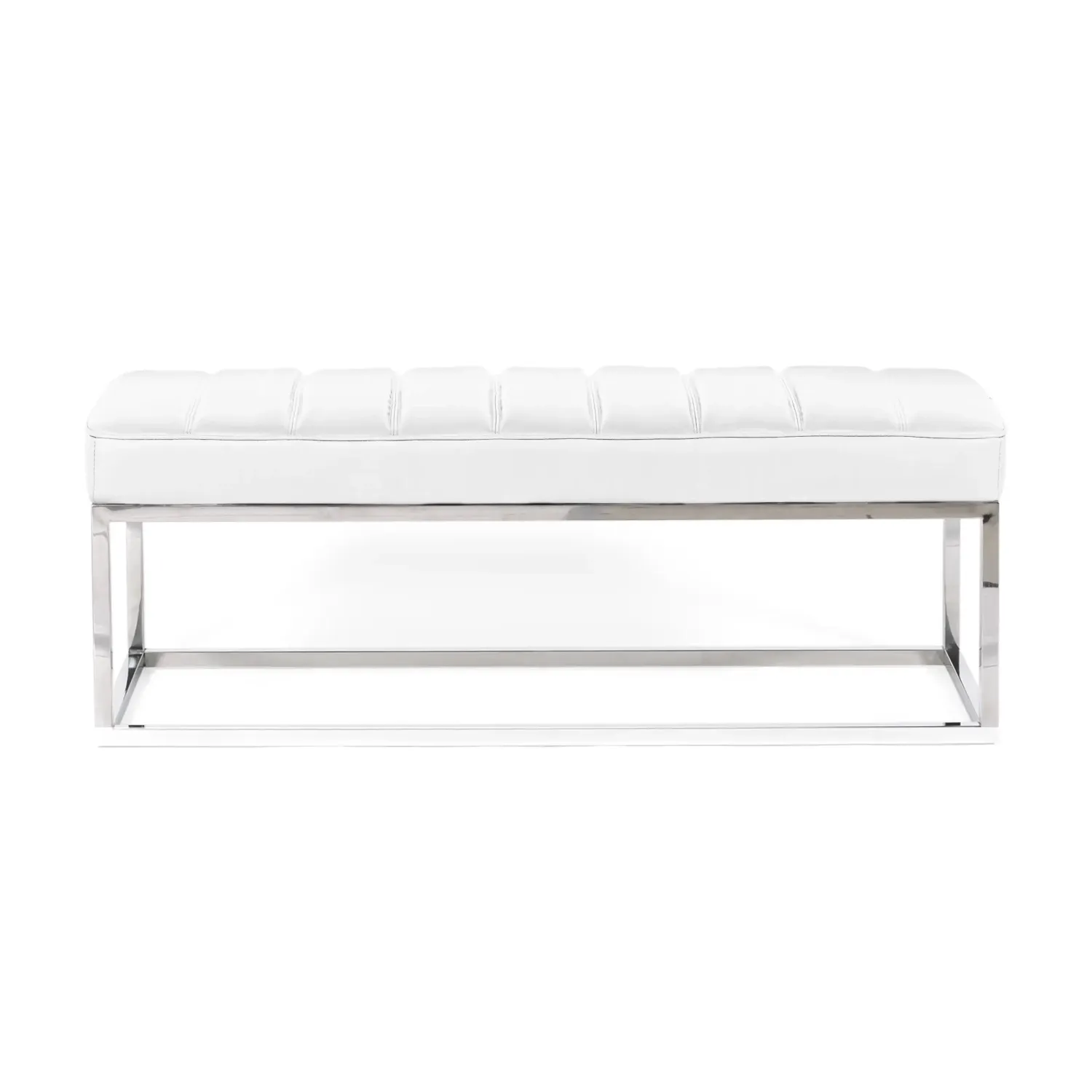 Panchina di design Praga in acciaio cromato e similpelle | Stile moderno