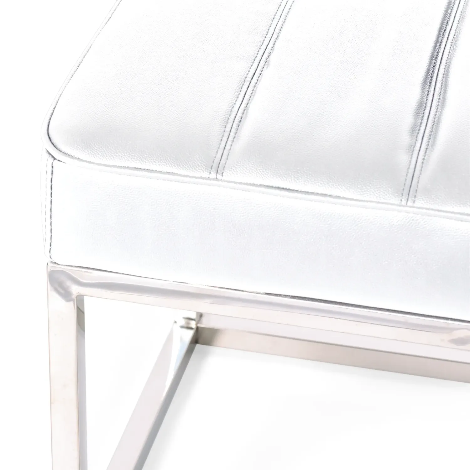 Panchina di design Praga in acciaio cromato e similpelle | Stile moderno