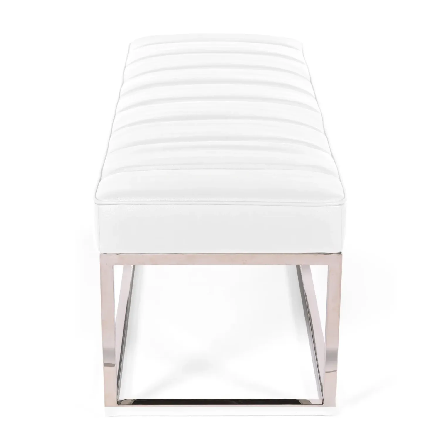 Panchina di design Praga in acciaio cromato e similpelle | Stile moderno