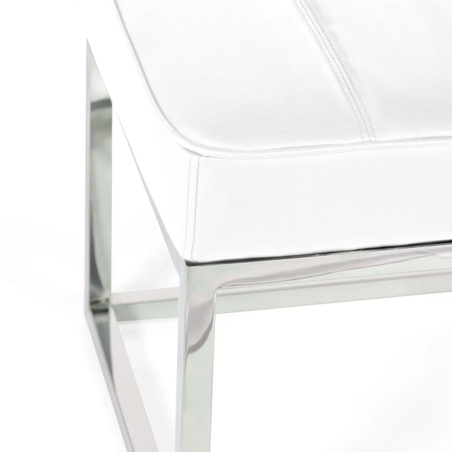 Panchina di design Praga in acciaio cromato e similpelle | Stile moderno