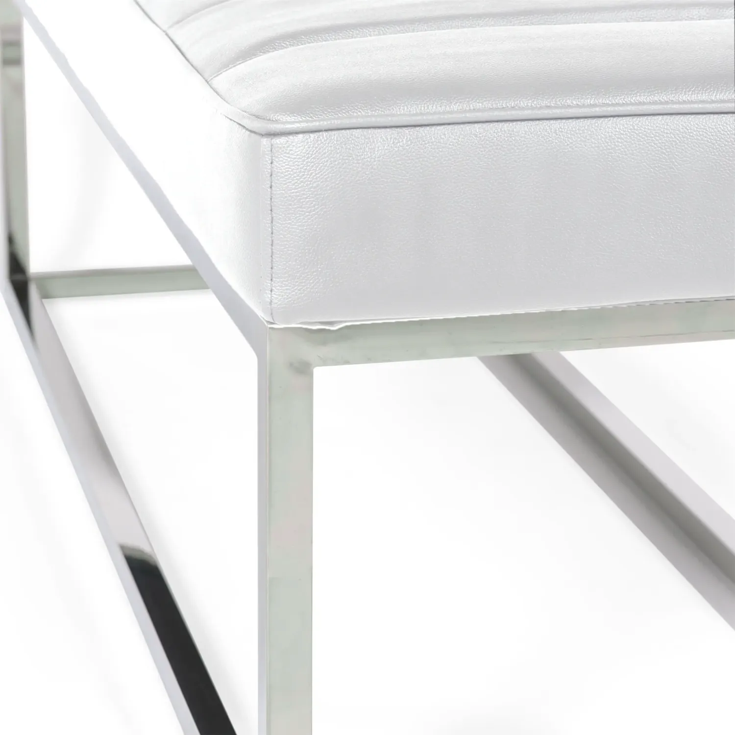 Panchina di design Praga in acciaio cromato e similpelle | Stile moderno