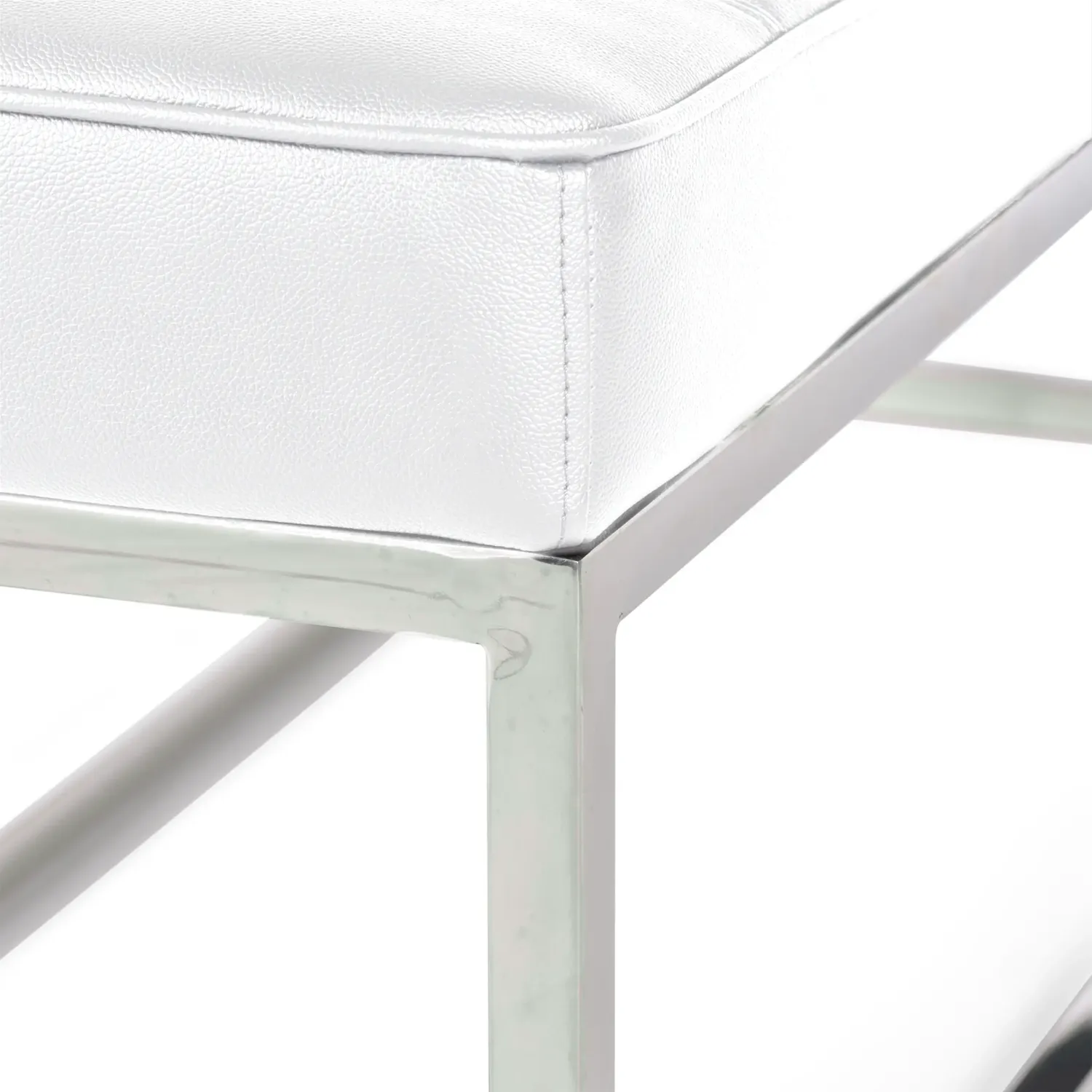 Panchina di design Praga in acciaio cromato e similpelle | Stile moderno