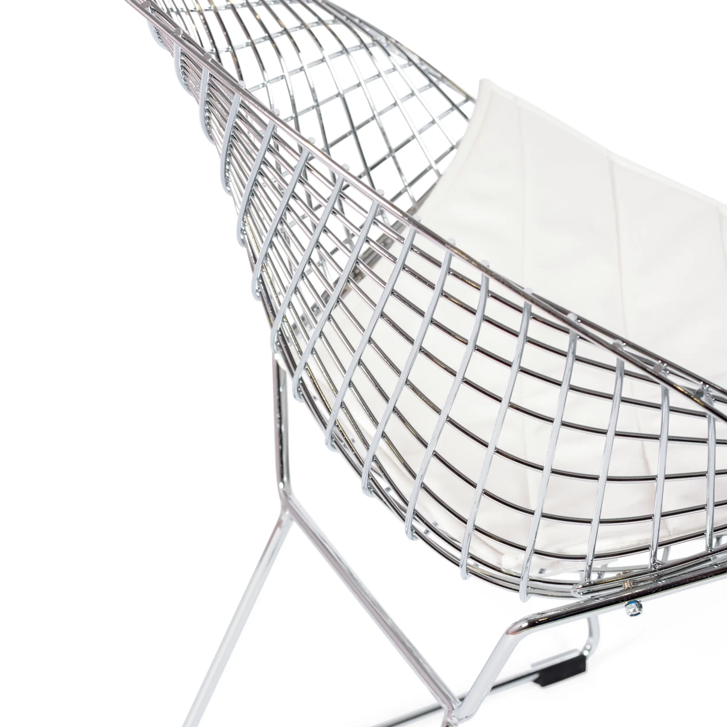 Replica Diamond-stol i förkromat stål och dyna i konstläder - Bertoia Collection