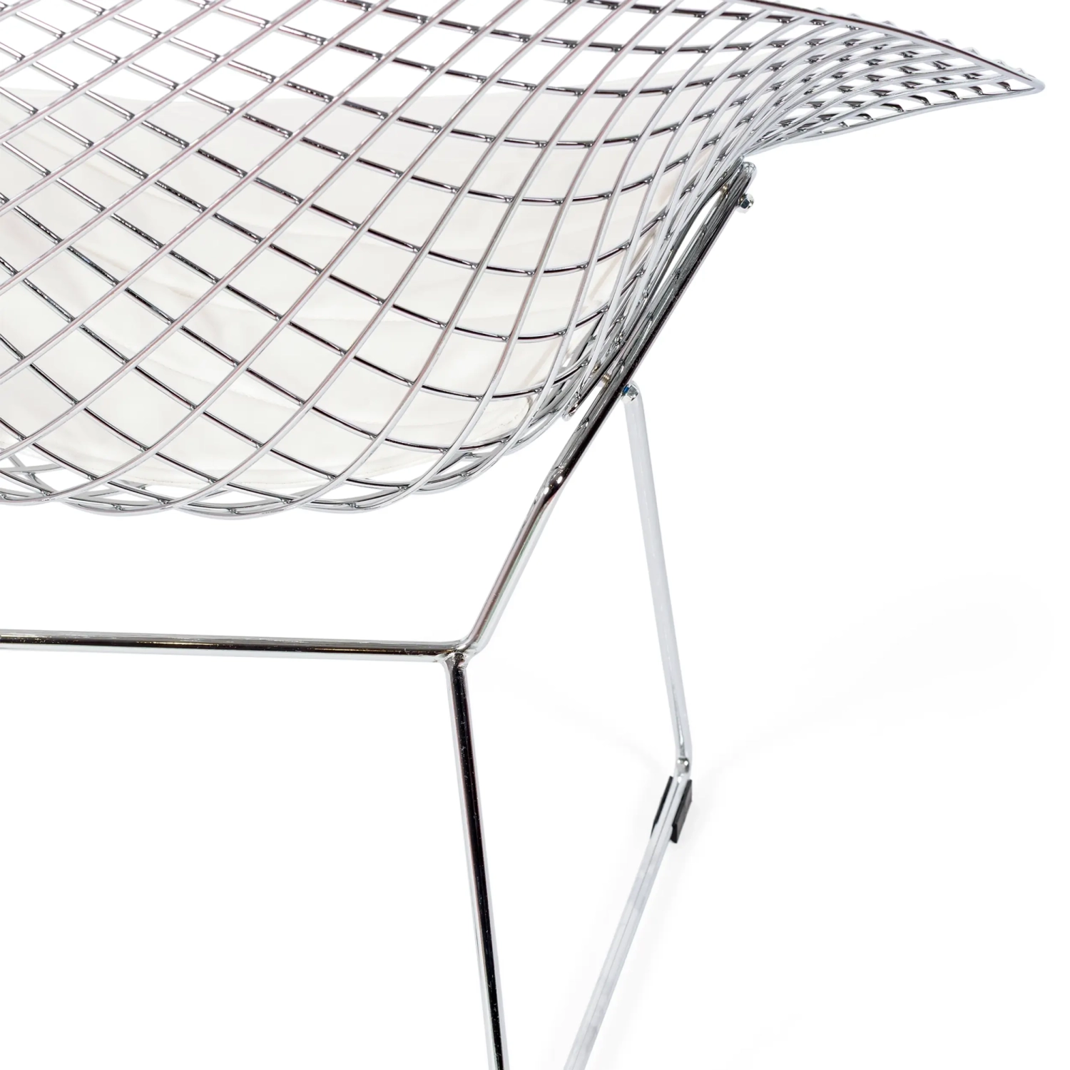 Replica Diamond chair in chromed steel and leatherette cushion - Bertoia Collection