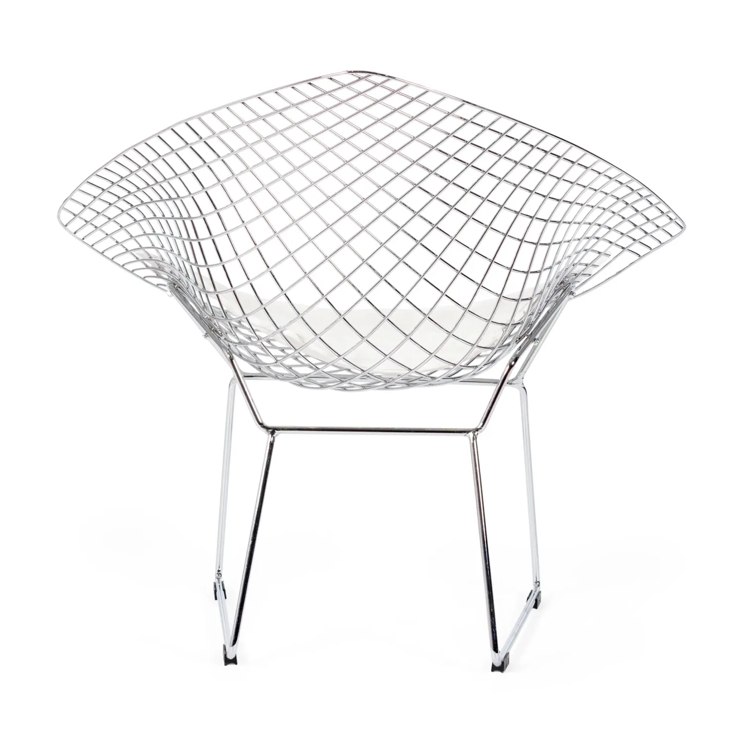 Replica della sedia Diamond in acciaio cromato e cuscino in similpelle - Collezione Bertoia