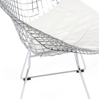 Replica Diamond-stoel in verchroomd staal en kunstlederen kussen - Bertoia Collection