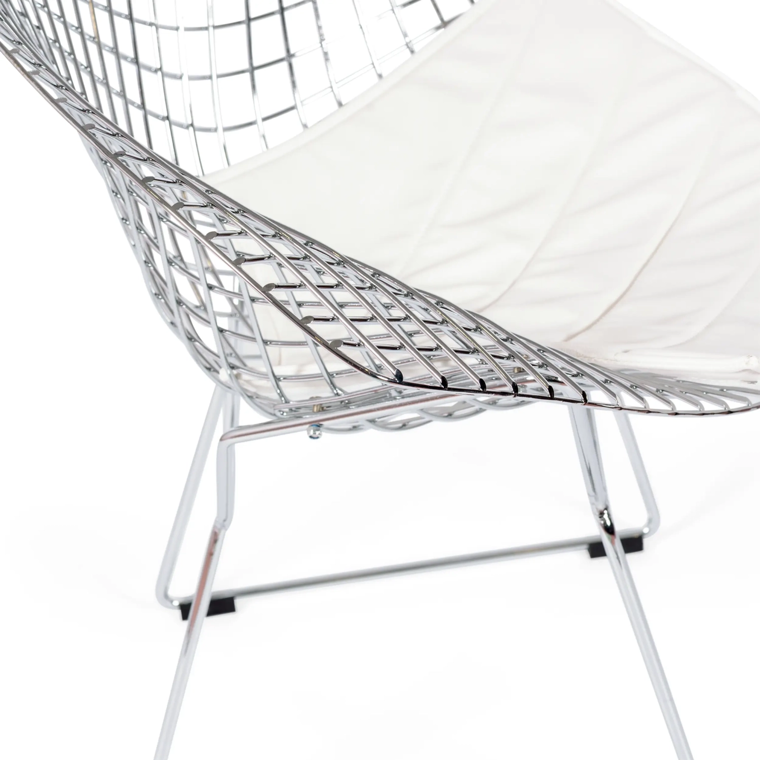 Replica Diamond chair in chromed steel and leatherette cushion - Bertoia Collection