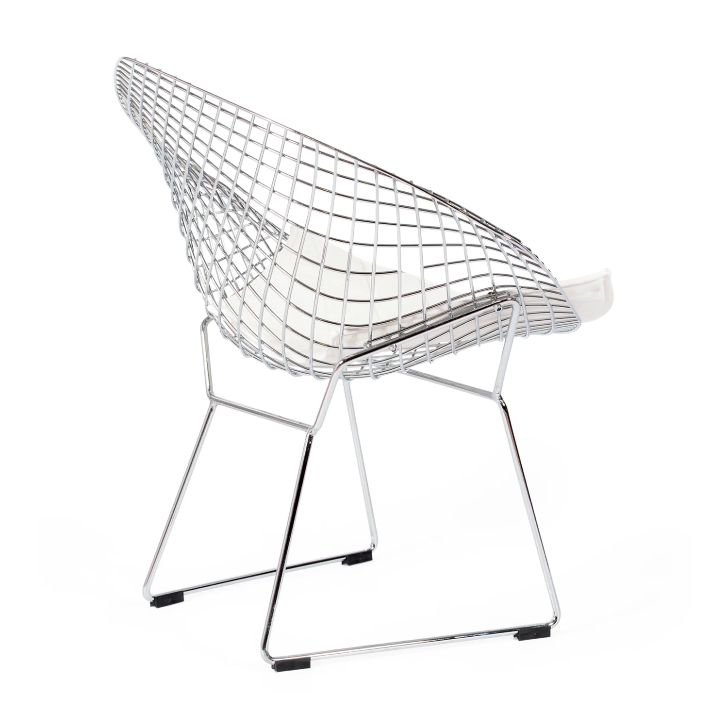 Replica Diamond-stoel in verchroomd staal en kunstlederen kussen - Bertoia Collection