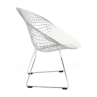 Replica Diamond Stuhl aus verchromtem Stahl und Kunstlederpolster - Bertoia Kollektion