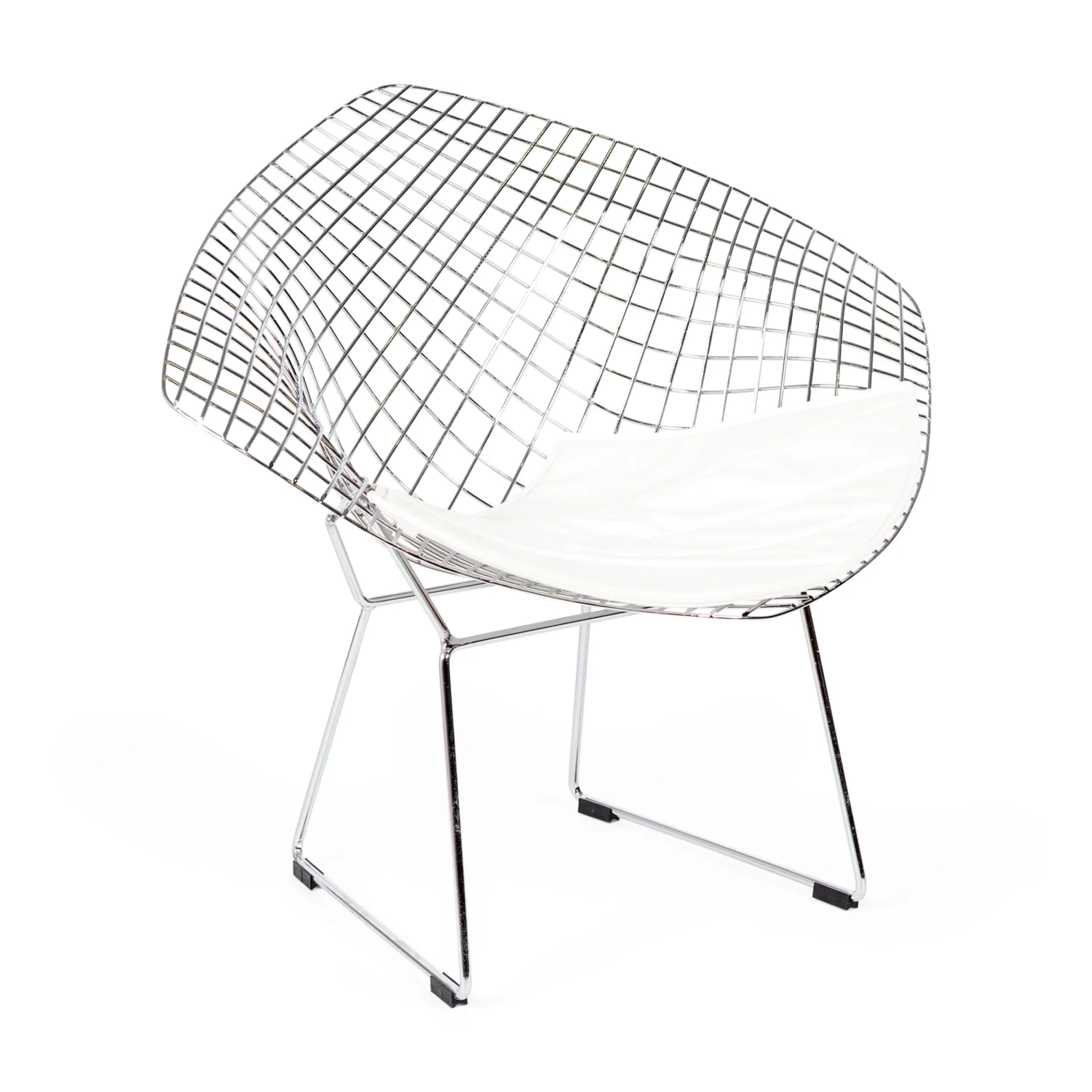 Replica Diamond-stol i förkromat stål och dyna i konstläder - Bertoia Collection