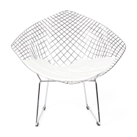 Réplica silla Diamond de acero cromado y cojín en polipiel - Colección Bertoia