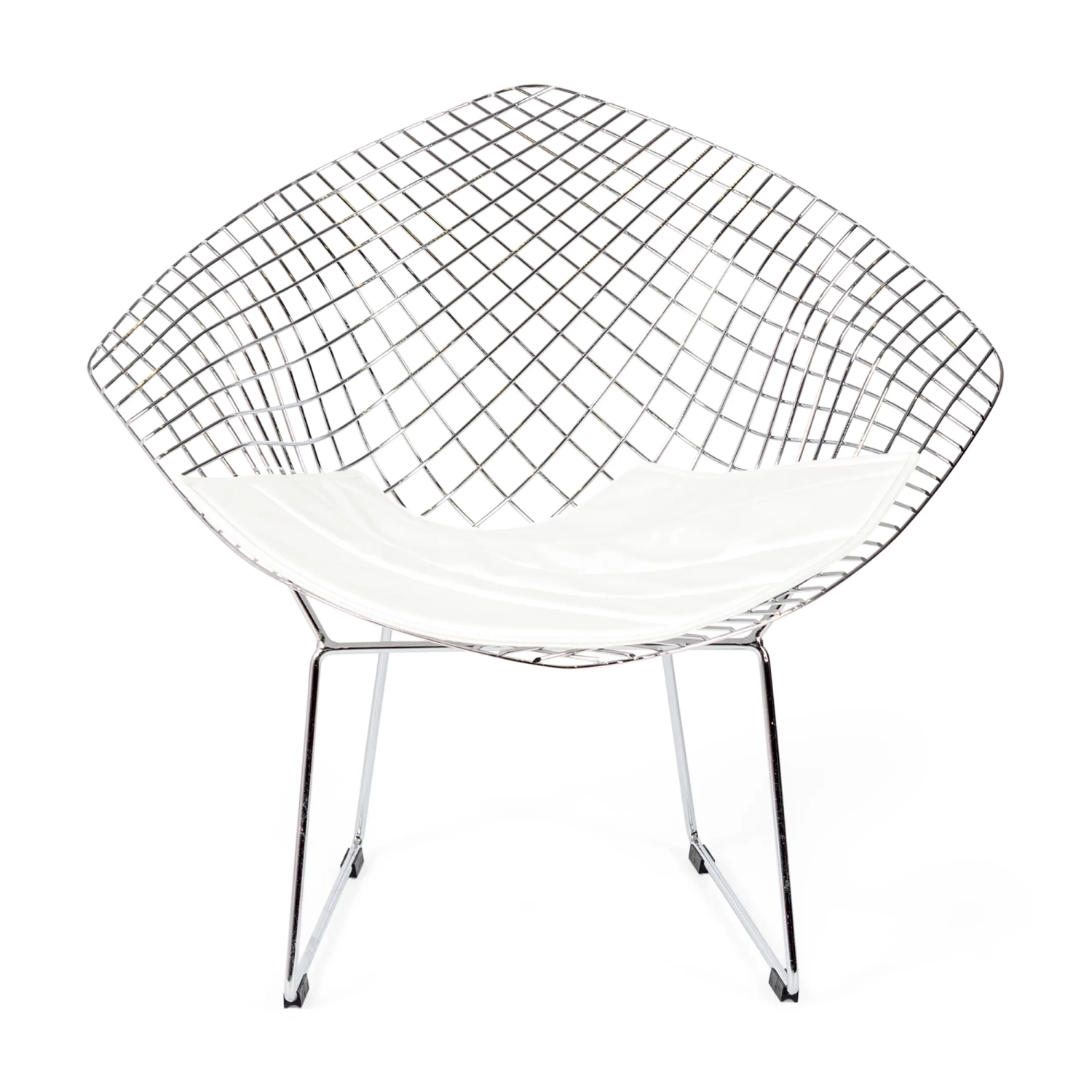 Réplica silla Diamond de acero cromado y cojín en polipiel - Colección Bertoia