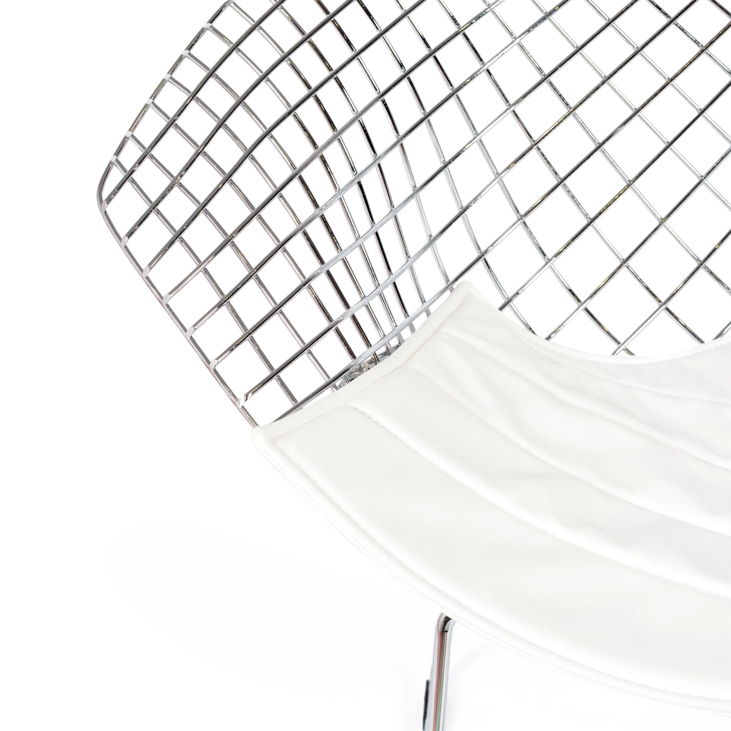 Replica Diamond chair in chromed steel and leatherette cushion - Bertoia Collection