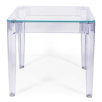 Čtvercový jídelní stůl Ghost 80 cm : transparentní moderní design