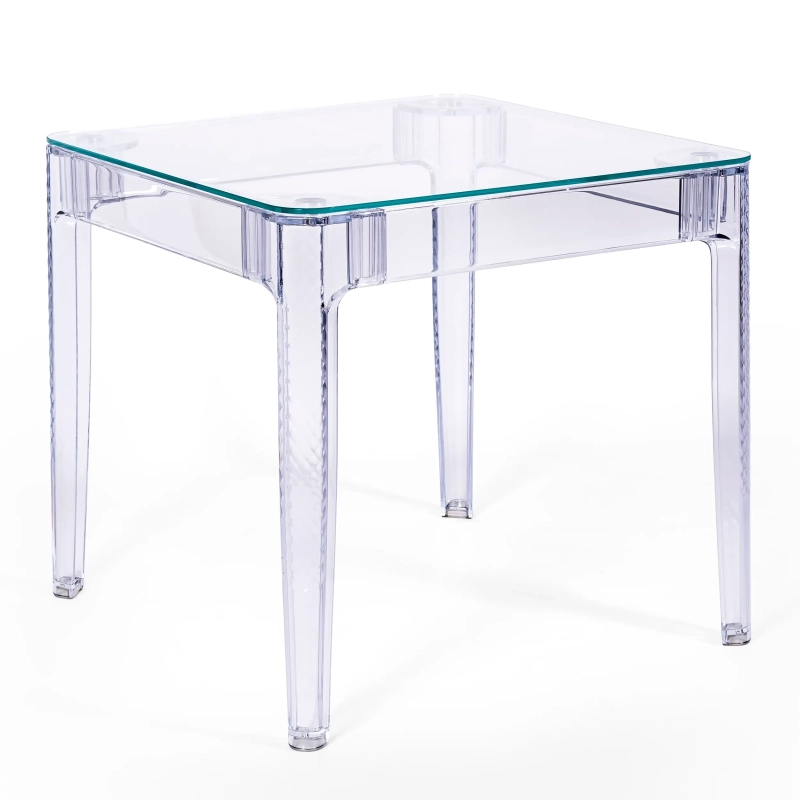 Čtvercový jídelní stůl Ghost 80 cm : transparentní moderní design