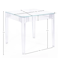 Ghost Vierkante Eettafel 80 cm : Transparant Modern Ontwerp