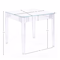 Tavolo da pranzo quadrato Ghost da 80 cm: design trasparente e moderno