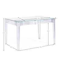 Ghost Table à manger rectangulaire 120x80 cm | Transparent et design moderne