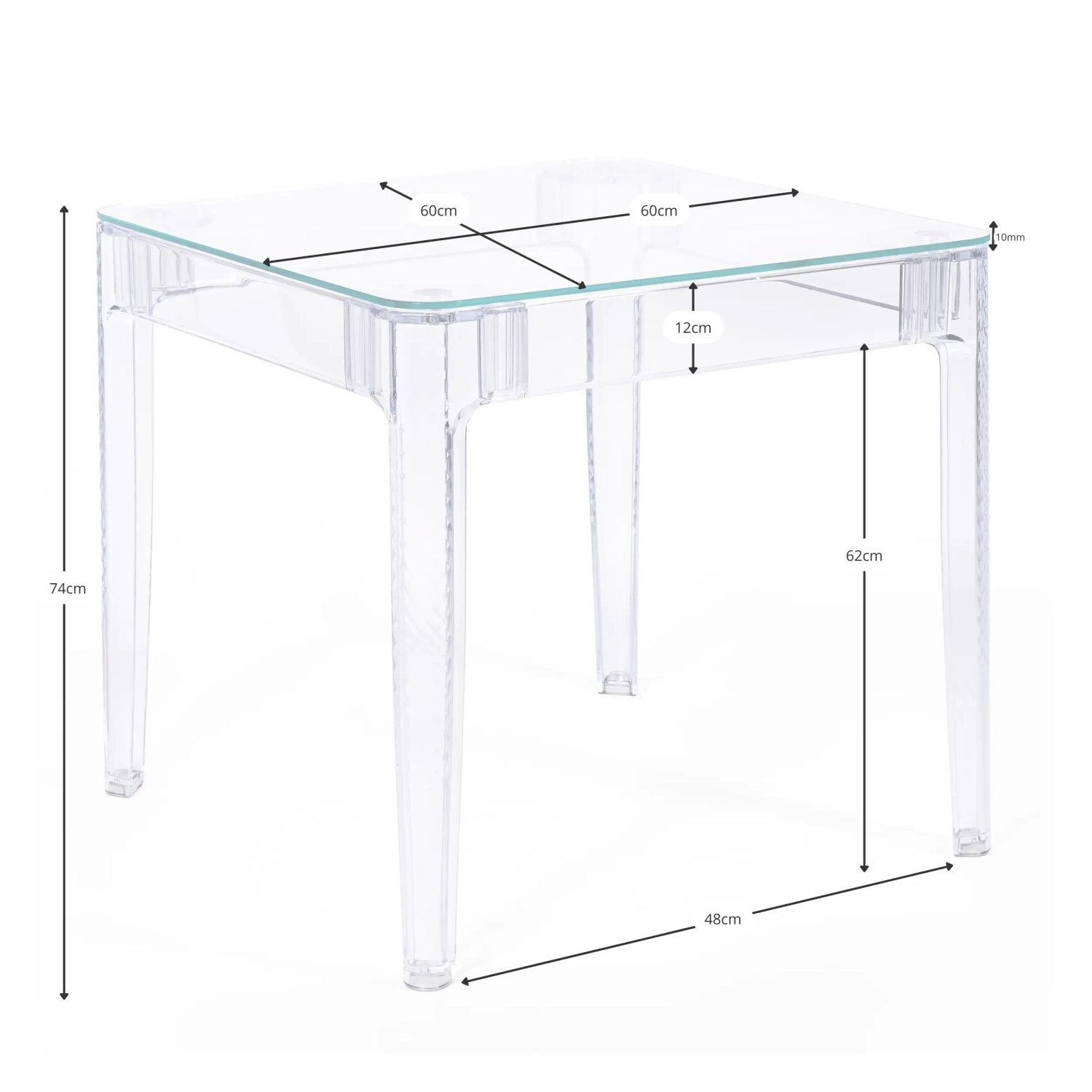 Ghost Square Table 60x60 cm | Transparent et design minimaliste