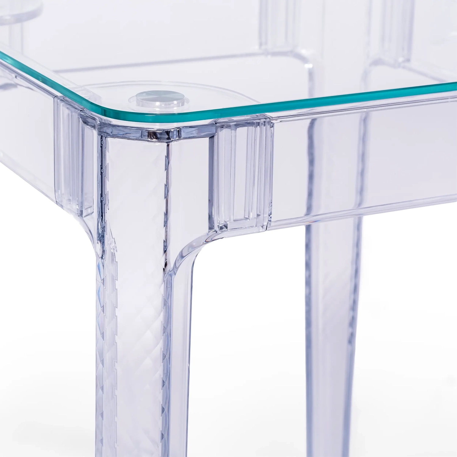 Mesa quadrada Ghost 60x60 cm | Design transparente e minimalista